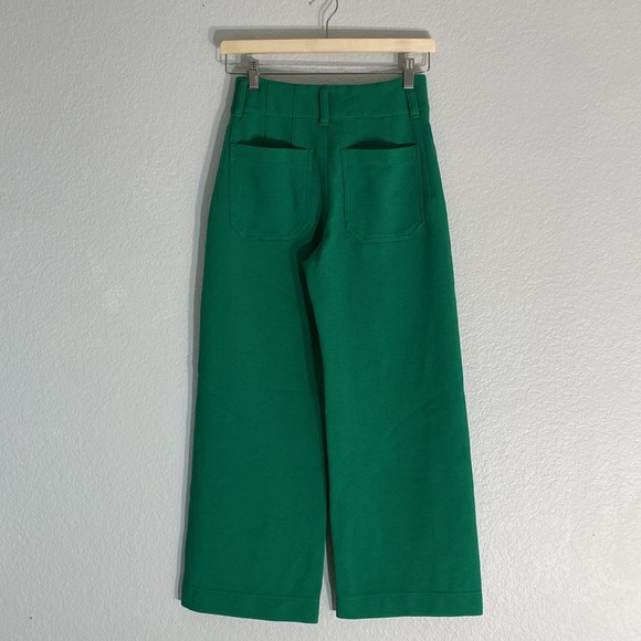 Anthropologie Maeve Colette Cropped Wide Leg Pants Kelly Green Knit Edition 25 - Picture 6 of 10